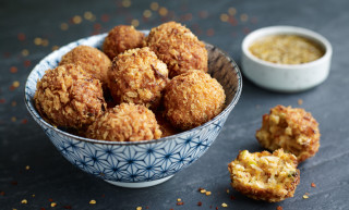 Amira Kimchi, prawn & rice balls with dipping sauce