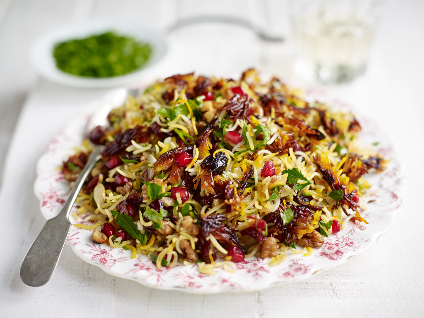 Jewelled Amira Persian Rice with Pomegranates, Walnuts & Parsley